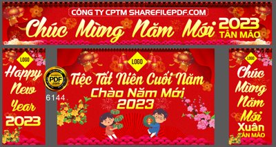 Download file gốc Market băng rôn và backdrop tiệc tất niên 2023 (in mica) 3D