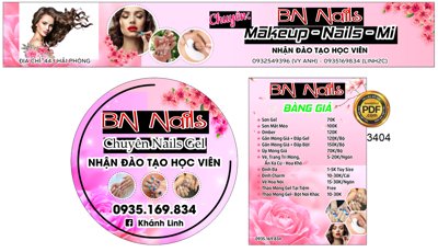 Tải file Market bảng biển BN Nails makeup - nails - mi file Corel (gốc) làm file in ấn