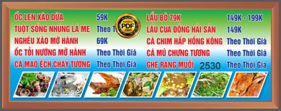 File gốc Market bảng menu quán ăn - các món nhậu - lẩu file CDR (in lụa) tranh phong thủy