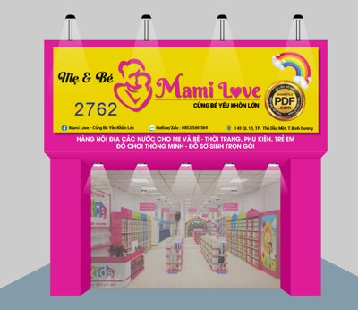 Hình ảnh file gốc in lụa Market biển mẹ và bé Mami Love cùng bé yêu khôn lớn file cdr