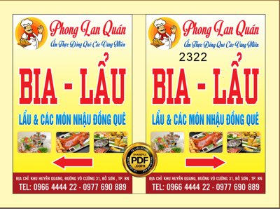 Tải file gốc Market biển vẫy Phong Lan Quán - bia hơi - lẩu file CDR (in khổ lớn) không vỡ