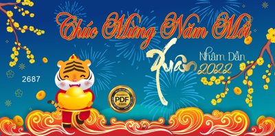 Tải file Market chúc mừng năm mới xuân Nhâm dần 2022 tone xanh (gốc) làm tranh treo tường