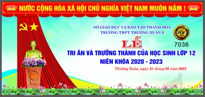 Download file gốc Market lễ tri ân và trưởng thành của học sinh lớp 12 (in lụa) hoa lá