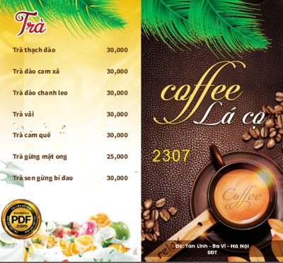 File gốc Market menu Coffee Lá Cọ #2 file CorelDRAW x5 (cho in ấn) từ kho Filetranh
