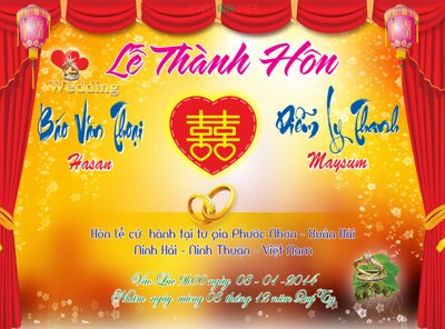 File ảnh Market phông Lễ thành hôn nền vàng rèm đỏ file Corel (gốc) in Hiflex