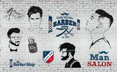 File in trần Market trang trí tường tiệm tóc salon Barbershop file CDR (file gốc) phong thủy