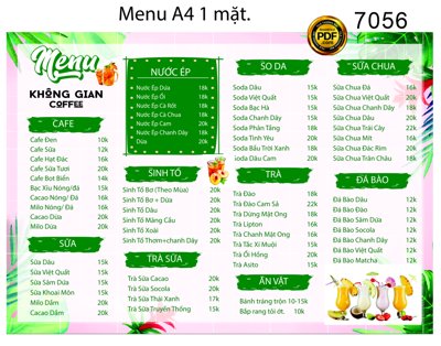 File tranh Menu đồ uống không gian coffee file corel (ảnh gốc) không bị mờ