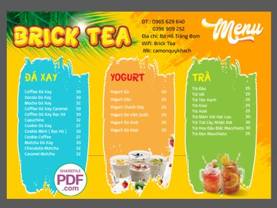 File tranh quảng cáo Menu Brick Tea Bờ hồ file vector PDF và file CorelDRAW (download file gốc)