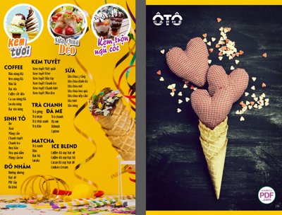 File ảnh Menu Cà phê ô tô - kem tươi - sữa chua dẻo file PDF và file CDR (gốc) dùng in Pano