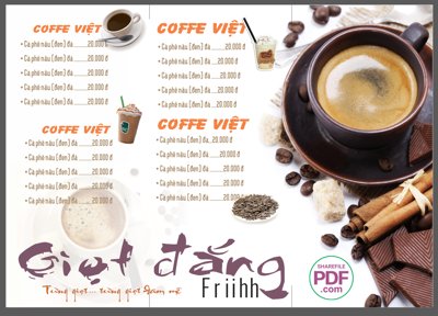 File tranh gốc Menu Coffee Giọt đắng file PDF và file CDR (bản đẹp) độc quyền