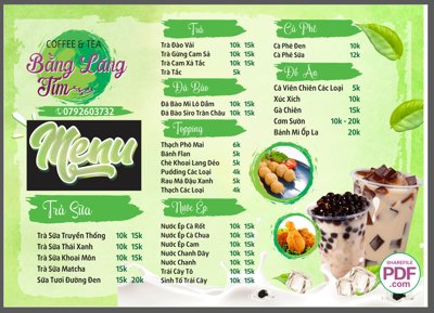 File gốc in ấn Menu Coffee & Tea Bằng Lăng Tím file PDF & CDR độ phân giải cao
