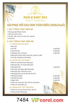 File gốc Menu Mom & baby spa dịch vụ mẹ và bé file corel (trang trí) cho phòng khách