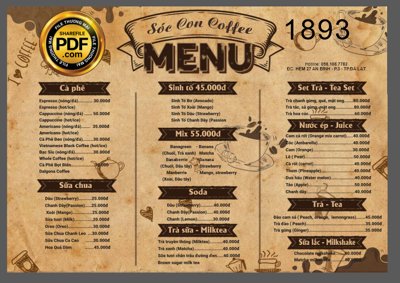 File gốc Menu Sóc Con Coffee file CorelDRAW x5 (chủ đề hiện đại) trang trí