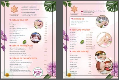 File gốc Menu Spa xinh Happy Healthcenter file PDF và file CDR (in lụa) cao cấp