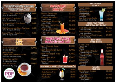 Tải file Menu Tea Trà - Fresh fruit juice file vector PDF & CDR (ảnh gốc) file TIFF