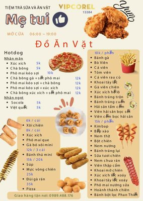 File in ấn Menu Trà sữa và ăn vặt mẹ tui file vector chuyên nghiệp