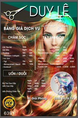 Mua file gốc Menu bảng giá dịch vụ Hair Salon Duy Lê file corel (PSD) tại Filetranh.com