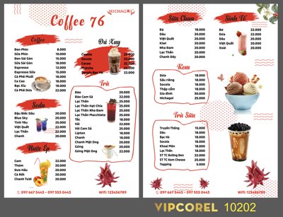 File tranh Menu quán Coffee 76 tone màu trắng (file gốc) chuẩn màu in