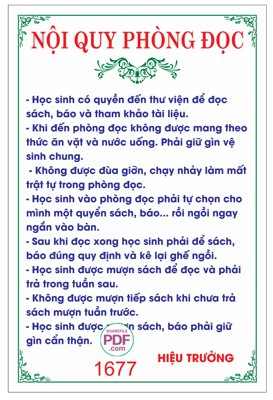 File tranh Nội quy phòng đọc file PDF & CDR (bản gốc) in canvas
