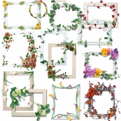 File PSD [PSD] Khung ảnh trang trí hoa lá đẹp (chất lượng in ấn)