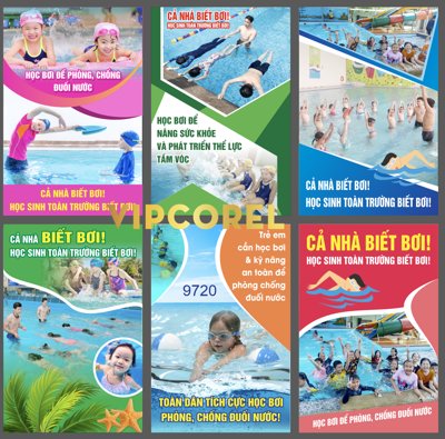 Download file gốc Pano Lễ phát động bơi lội để phòng chống đuối nước (in lụa) hoa lá