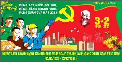 File tranh Pano cổ động ngày thành lập Đảng 3-2 vector (bản gốc) in lụa dán tường