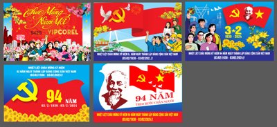 Ảnh gốc Pano mừng Đảng Quang Vinh - Mừng Xuân 3/2 #3 (nét căng) in mica