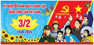File gốc Pano mừng Đảng Quang Vinh - Mừng Xuân 3/2 #4 (in lụa) tranh thuận buồm