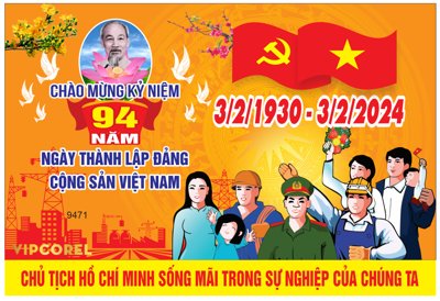 File tranh Pano mừng Đảng Quang Vinh - Mừng Xuân 3/2 #5 (gốc) chủ đề trẻ em