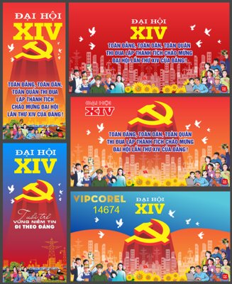 File ảnh Pano tranh cổ động đại hội lần thứ XIV 2025 (gốc) in biển hiệu