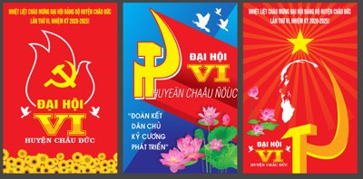 Ảnh gốc Pano tuyên truyền đại hội - đoàn kết - kỷ cương (nét căng) in mica