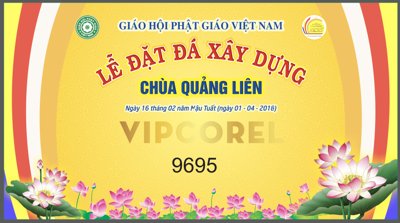 Ảnh gốc Phông lễ đặt Đá xây dựng chùa Quảng Liên file corel (nét căng) in mica