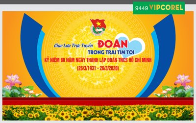 File tranh Phông nền giao lưu trực tuyến Đoàn Trong trái tim tôi (bản gốc) in lụa dán tường