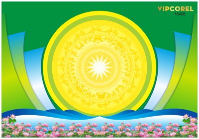 File gốc in ấn Phông nền xanh hội nghị trống đồng, hoa sen vector chuẩn màu CMYK