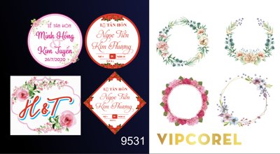 File PSD Phông tròn chữ trang trí sân khấu đám cưới 2024 corel (gốc) nhiều lớp (multi-layer)