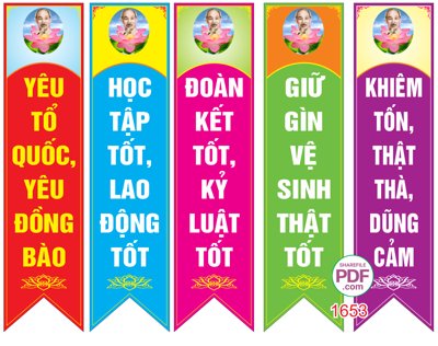 Mua file ảnh gốc Phướn 5 điều Bác Hồ dạy trong trường file PDF & CDR (chất lượng cao)