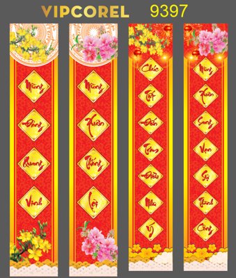 File gốc Phướn dọc chúc mừng năm mới 2024 vector (in lụa) tranh phong thủy
