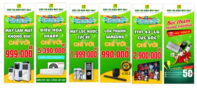 File gốc Phướn khuyến mại khai trương siêu thị điện máy CDR (PNG) không nền chất lượng