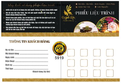 File gốc Phiếu Liệu Trình Quỳnh Liên Health & Beauty file corel (PSD/TIFF) độ phân giải cao