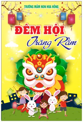Download file Poster đêm hội trăng rằm trường mầm non hoa hồng (chất lượng in ấn)