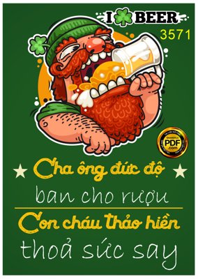 Hình ảnh file gốc in lụa Poster quán bia Cha ông đức độ ban cho rượu... file corel
