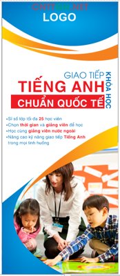 File gốc Standee Khóa học tiếng anh chuẩn quốc tế file CDR (in lụa) hoa văn cổ điển