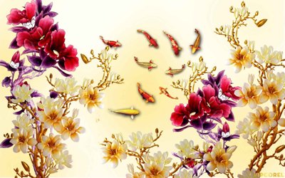 Download file tranh PSD Tải Tranh dán tường hoa nổi 3D cao cấp #30 để chỉnh sửa