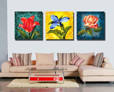 File gốc Tải tranh bộ ghép 3 tấm những bông hoa #119 (in mica) trang trí