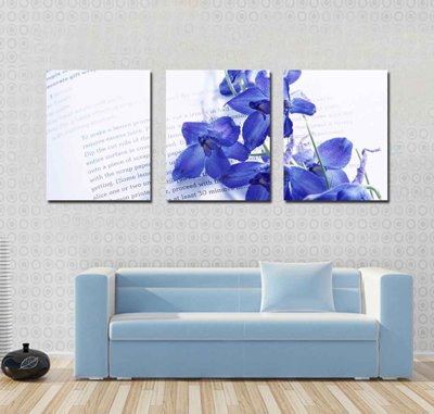 File tranh gốc in trần nhà Tải tranh bộ ghép 3 tấm những bông hoa #147 3D