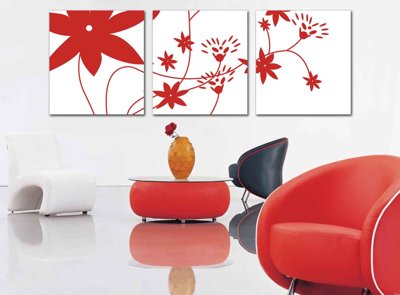 File tranh Tải tranh bộ ghép 3 tấm những bông hoa #170 (gốc) chủ đề trừu tượng