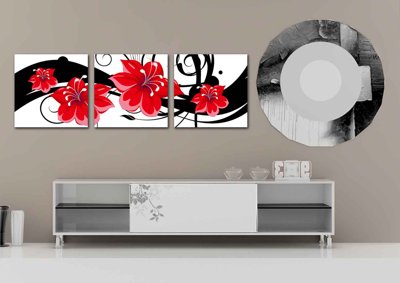 File in trần Tải tranh bộ ghép 3 tấm những bông hoa #173 (bản gốc) 5D