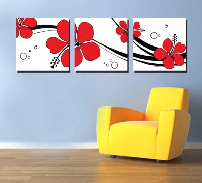 Download file gốc Tải tranh bộ ghép 3 tấm những bông hoa #60 (in lụa) cao cấp