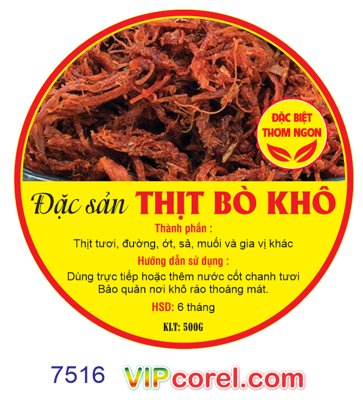 File PSD Tem nhãn đặc sản thịt bò khô file corel (gốc) cho designer