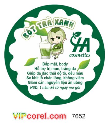 File PSD Tem nhãn Bột trà xanh - đắp mặt trị mụn file corel (gốc) cho designer